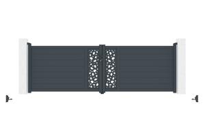 Portail battant 4m SUNNY H.120cm gris + Portillon aluminium gris 1m SUNNY H.120cm 16