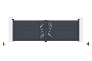 Draaipoort 4m VELETA H.120cm grijs aluminium + 2 palen 20x20cm H.166cm 7