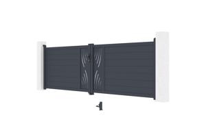 Draaipoort 4m VELETA H.120cm grijs aluminium + 2 palen 20x20cm H.166cm 9