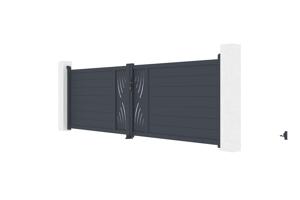 Draaipoort 4m VELETA H.120cm grijs aluminium + 2 palen 20x20cm H.166cm 4