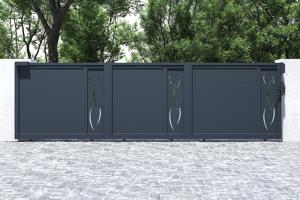 5m LIFE H.140 grijze aluminium schuifpoort 6