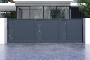 5m LIFE H.140 grijze aluminium schuifpoort 2