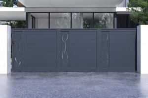 Portail coulissant 5m LIFE H.160cm aluminium gris 2