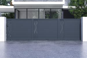 Portail coulissant 6m LIFE H.160cm aluminium gris 2