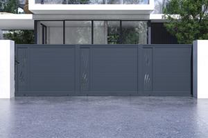 Schiebetor 6m VELETA H.160 graues Aluminium 2