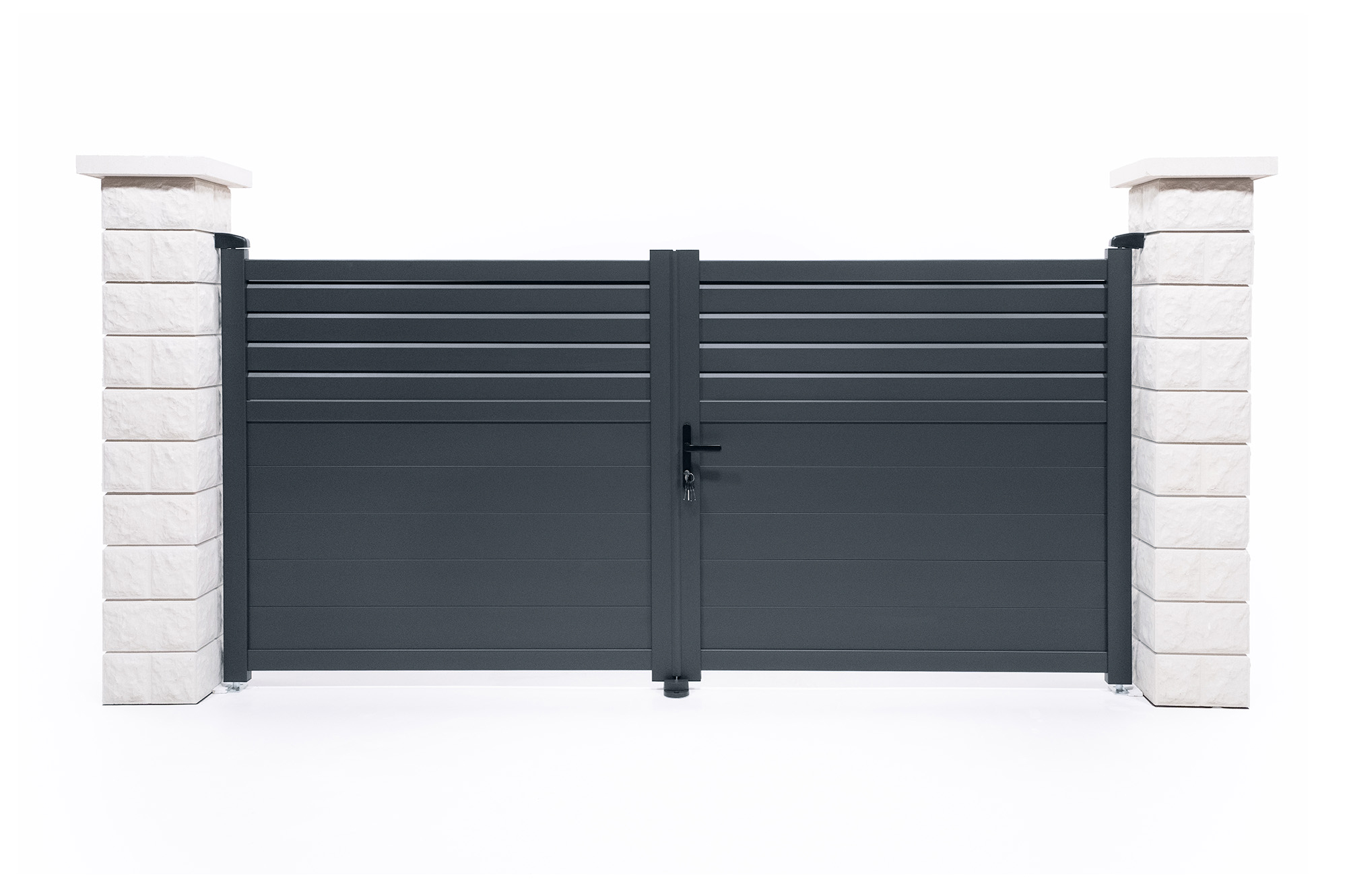 Adjustable swing gate width 3m CARPATIA H.140cm gray aluminum 2