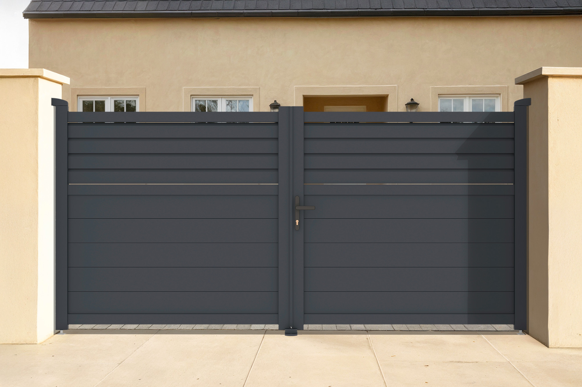 Swing gate 3m CARPATIA H.140 grey aluminium 1