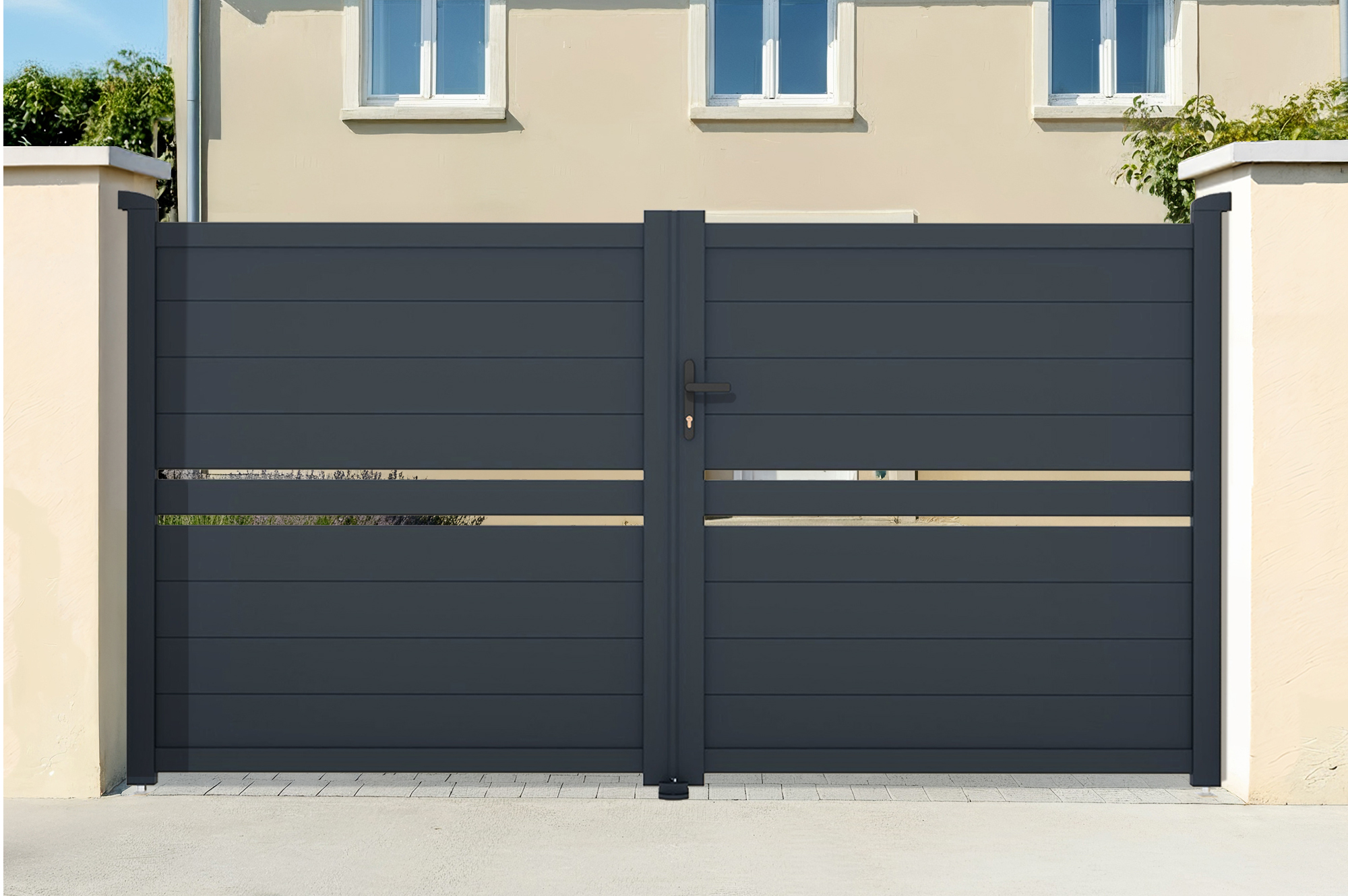 Puerta batiente exterior 3,5m CIMONE Alt.160 gris 1