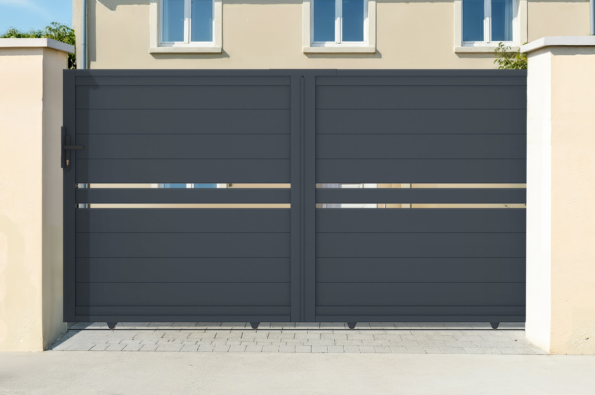 Aluminium sliding gate 3,5m CIMONE H.160cm grey 1