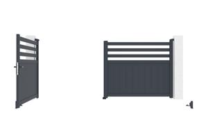 Portail battant NEVIS 340x140cm gris 10