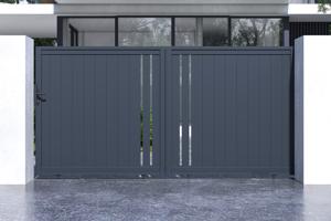 Portail coulissant 3,5m GIONA H.180cm aluminium gris 2