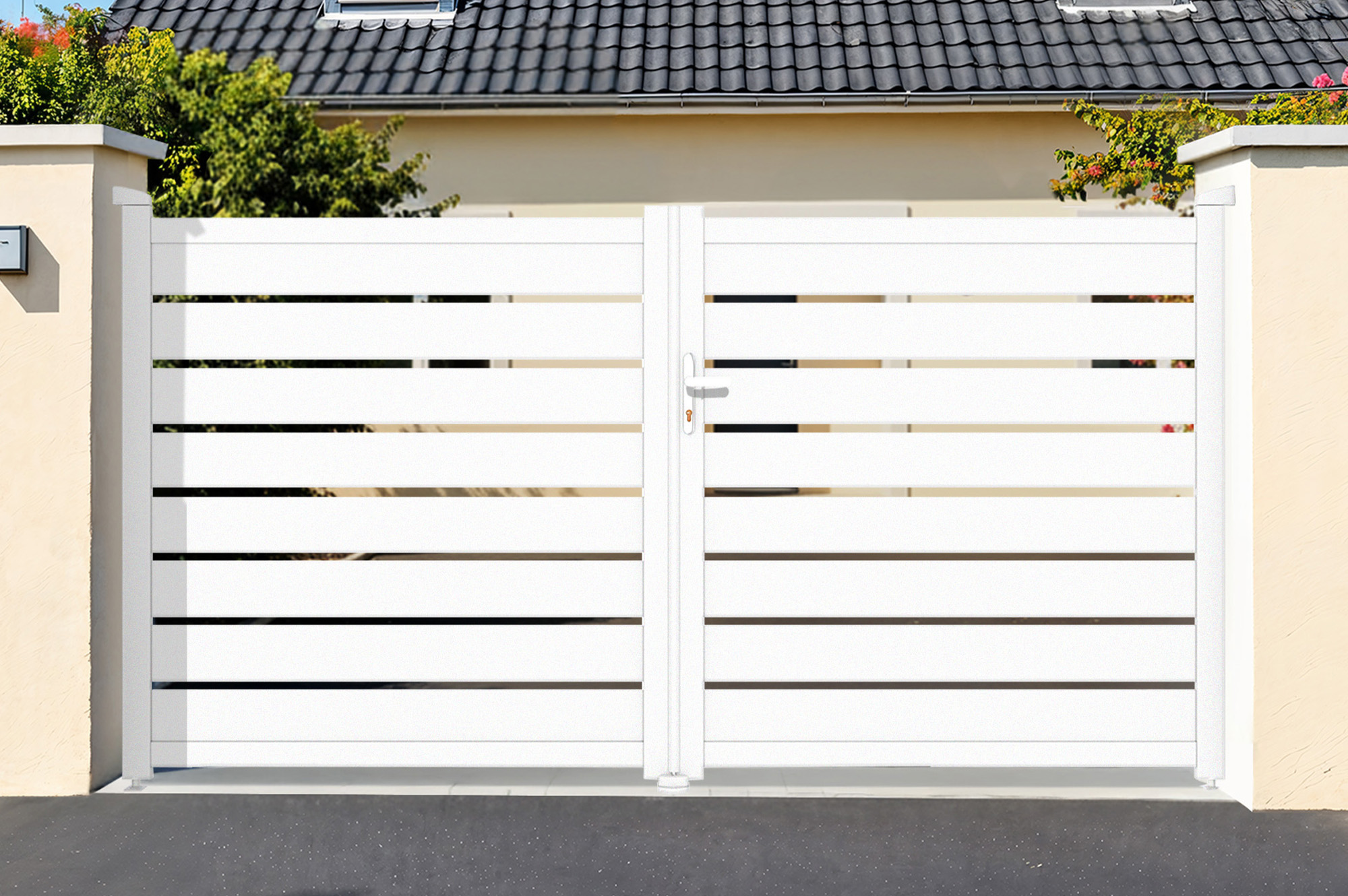 Swing gate 3m VOGEL H.160 white aluminium 1