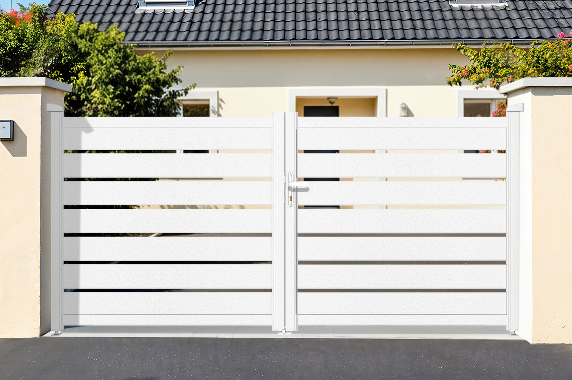 Portail battant 3,5m VOGEL H.140cm blanc 1