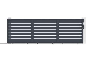 Portail coulissant 4,5m VOGEL H.140cm alu + portillon VOGEL H.140cm gris 7
