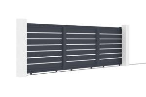 Portail coulissant 4,5m VOGEL H.140cm alu + portillon VOGEL H.140cm gris 3