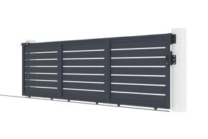 Portail coulissant 4,5m VOGEL H.140cm alu + portillon VOGEL H.140cm gris 9