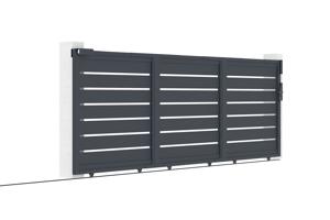 Portail coulissant 4,5m VOGEL H.140cm alu + portillon VOGEL H.140cm gris 8