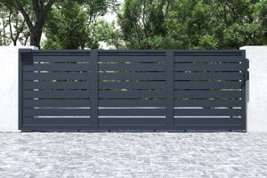 Schuifpoort 4,5m VOGEL H.160cm grijs aluminium 6