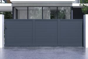 Portail coulissant 5m EIGER H.160cm aluminium gris 2