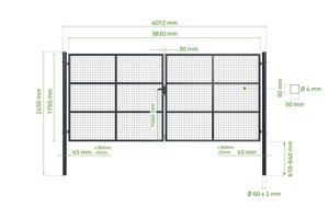Portail grillage rigide OLGA 400x180cm gris 3