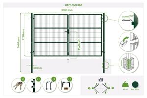 3m H.180cm RAZO mesh låge + 1m RAZO H.180cm Grøn låge 12