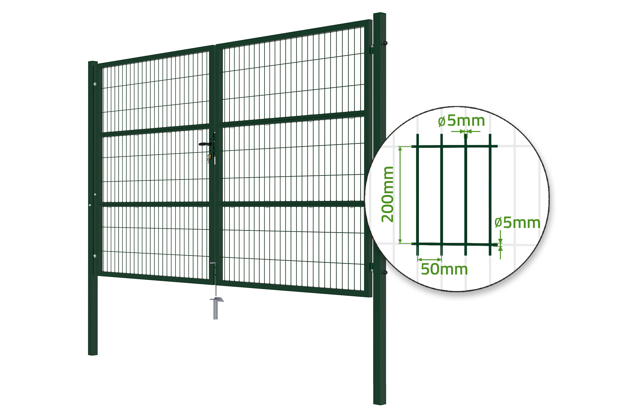 3m H.180cm RAZO mesh låge + 1m RAZO H.180cm Grøn låge 5
