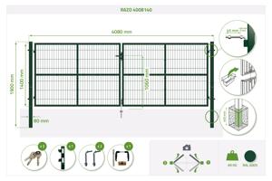 4m H.140cm RAZO mesh låge + 1m RAZO H.140cm Grøn låge 11