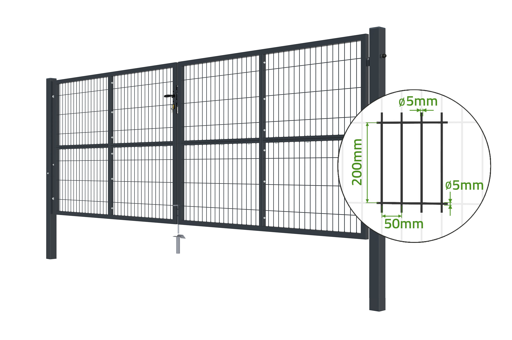 Mesh gate 4m H.140cm RAZO + side gate 1m RAZO H.140cm grey 4