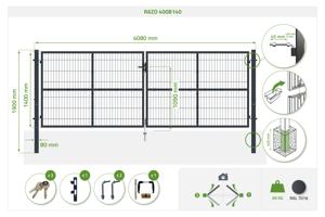 Mesh gate 4m H.140cm RAZO + side gate 1m RAZO H.140cm grey 11