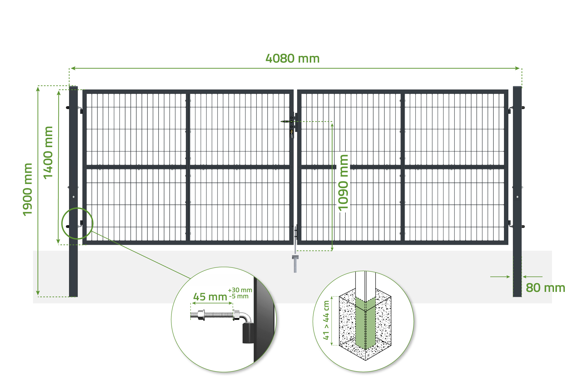 Mesh gate 4m H.140cm RAZO + side gate 1m RAZO H.140cm grey 3