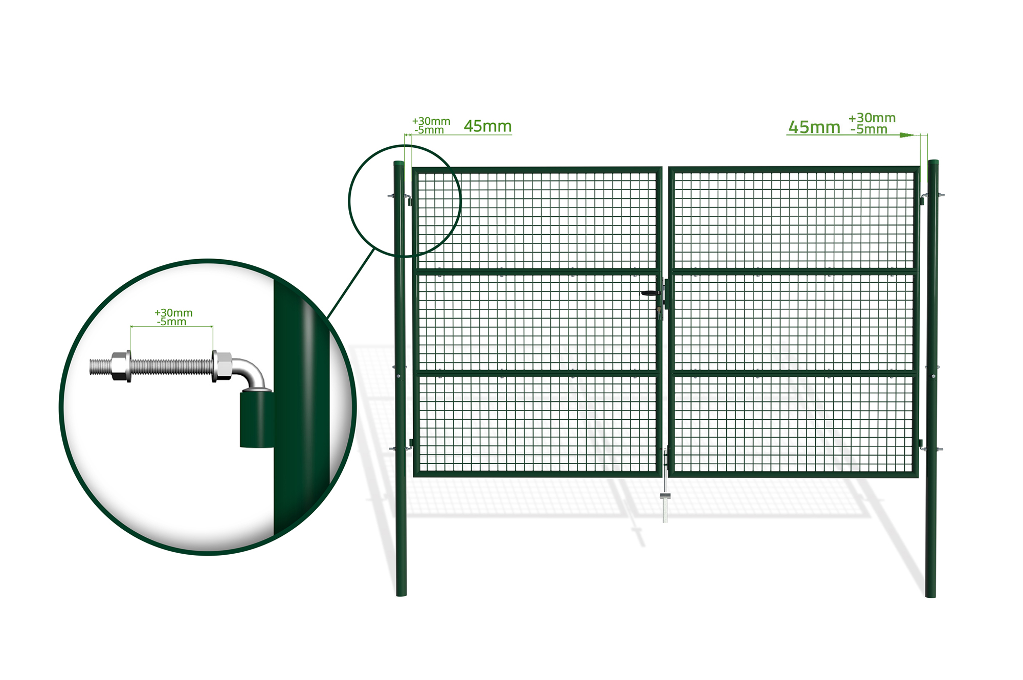 Portail grillagé OLGA 300x180cm Vert 7