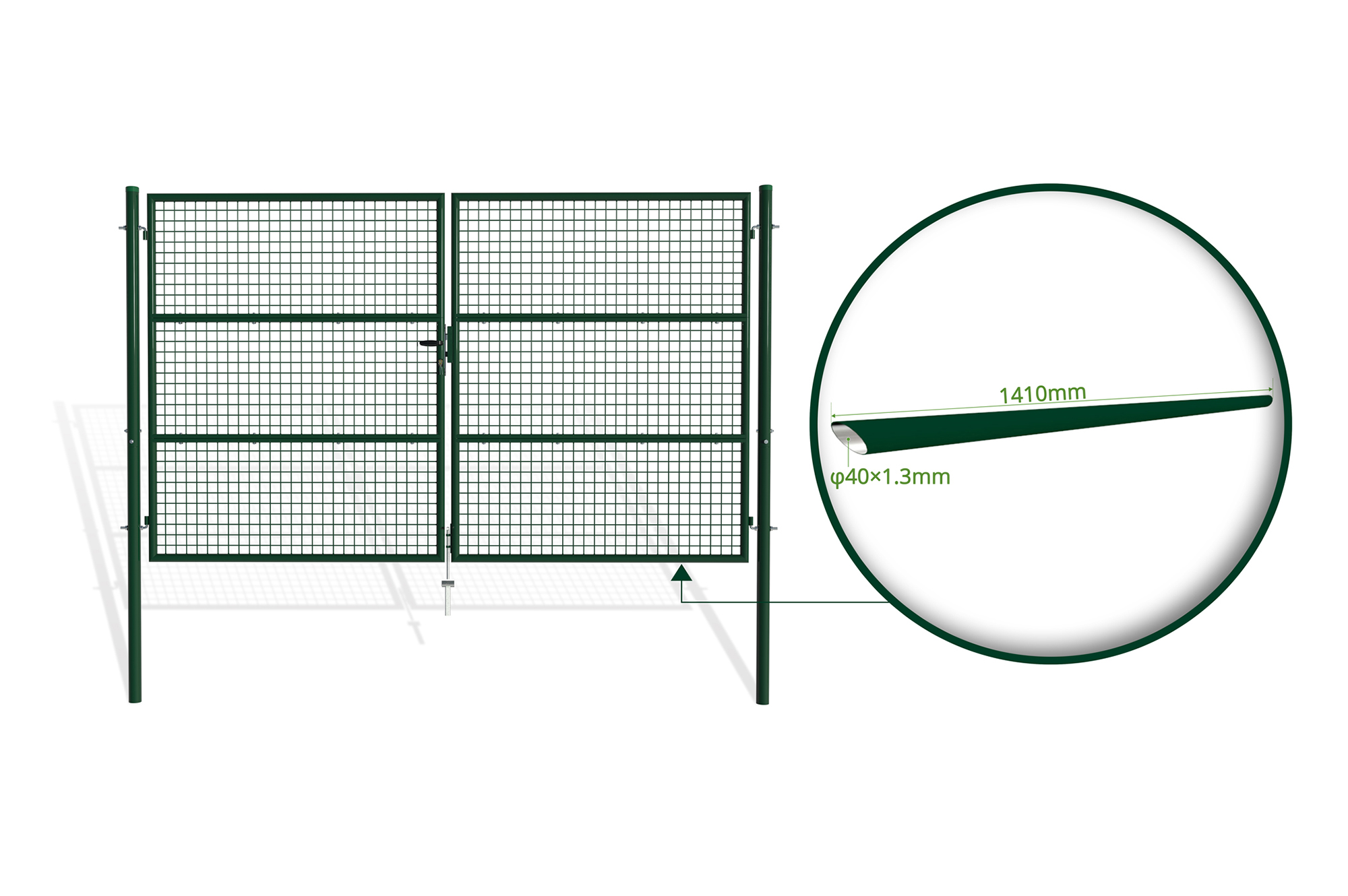 Portail grillagé OLGA 300x180cm Vert 8