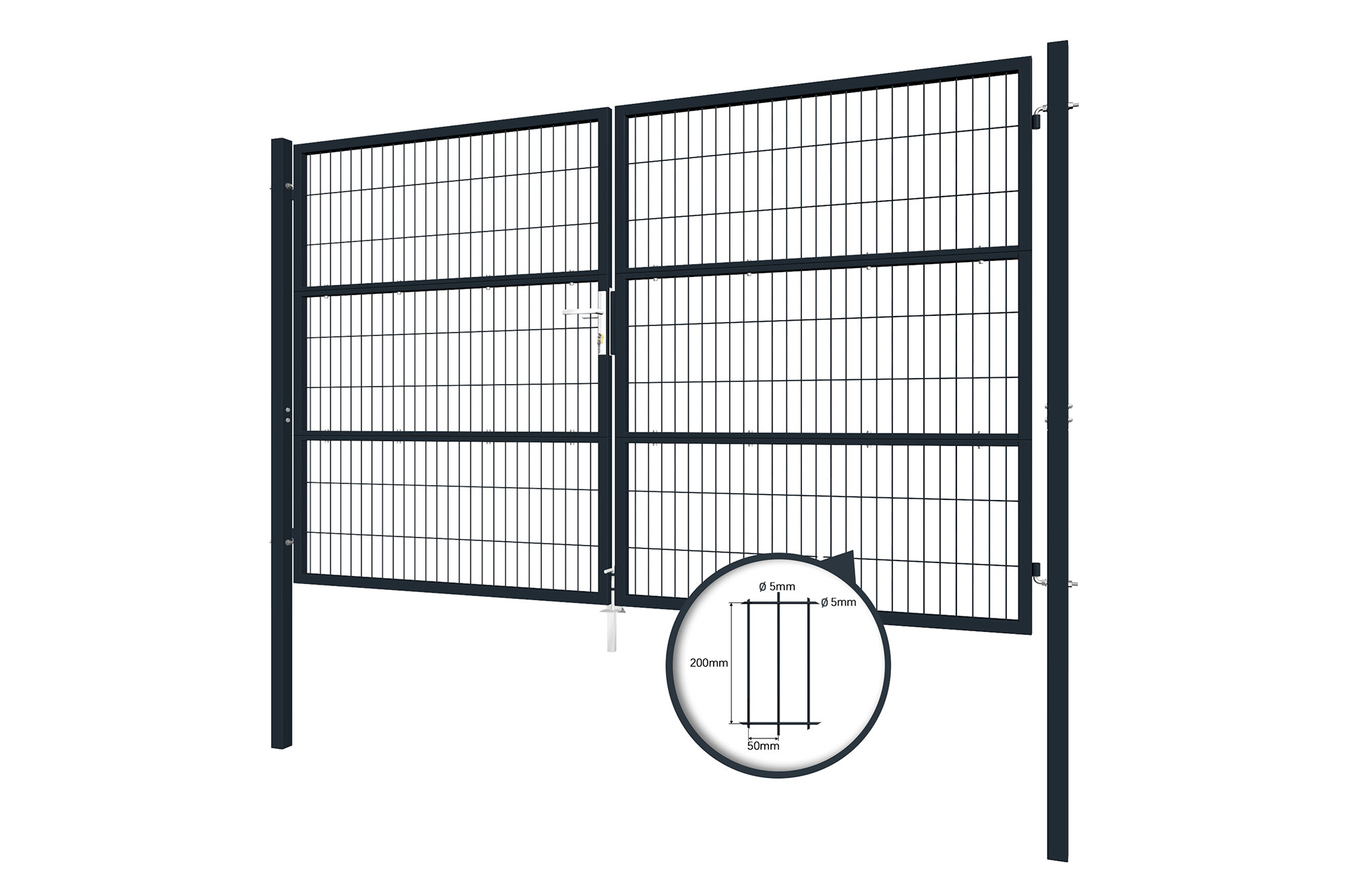 Puerta batiente de malla gris RAZO H.180 3m 4