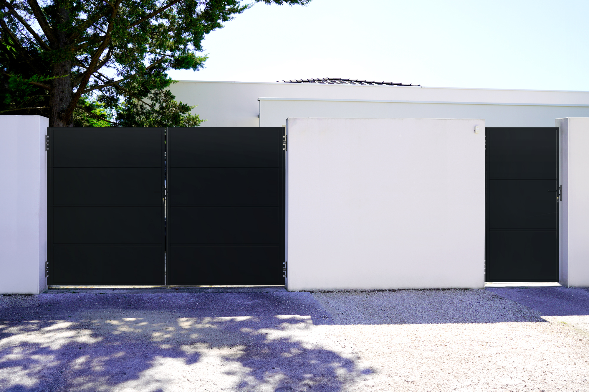 3m NALI H.200cm mat sort stål svingport 2