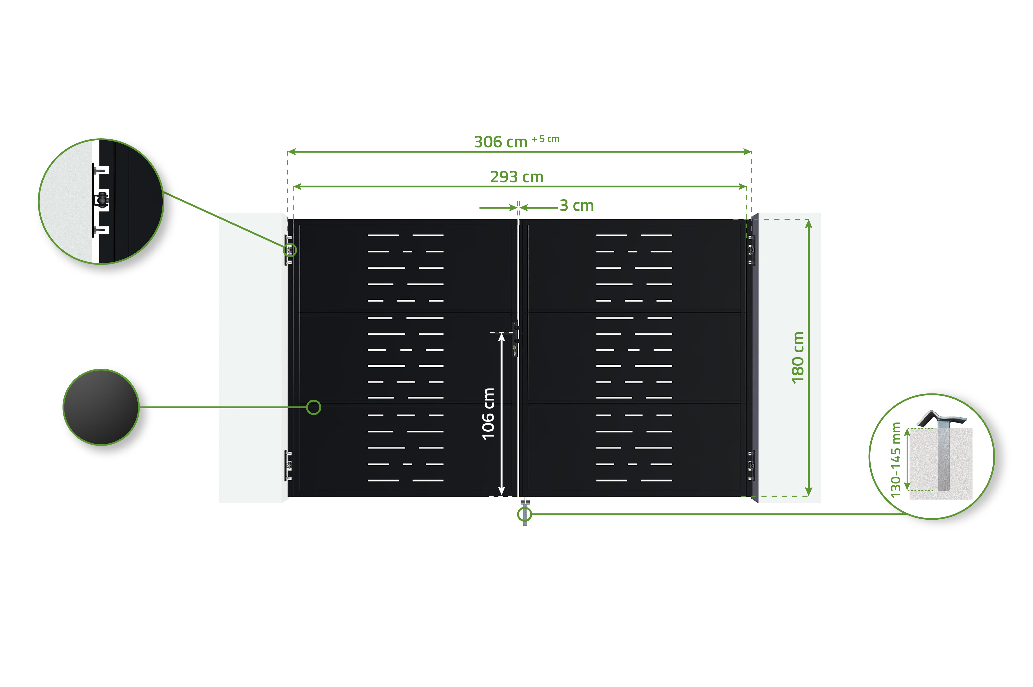 NALI ARLBERG H.180cm μαύρη ματ 3m ατσάλινη κούνια πόρτα 7