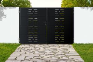 NALI ARLBERG H.200cm matt black 3m steel swing gate main image