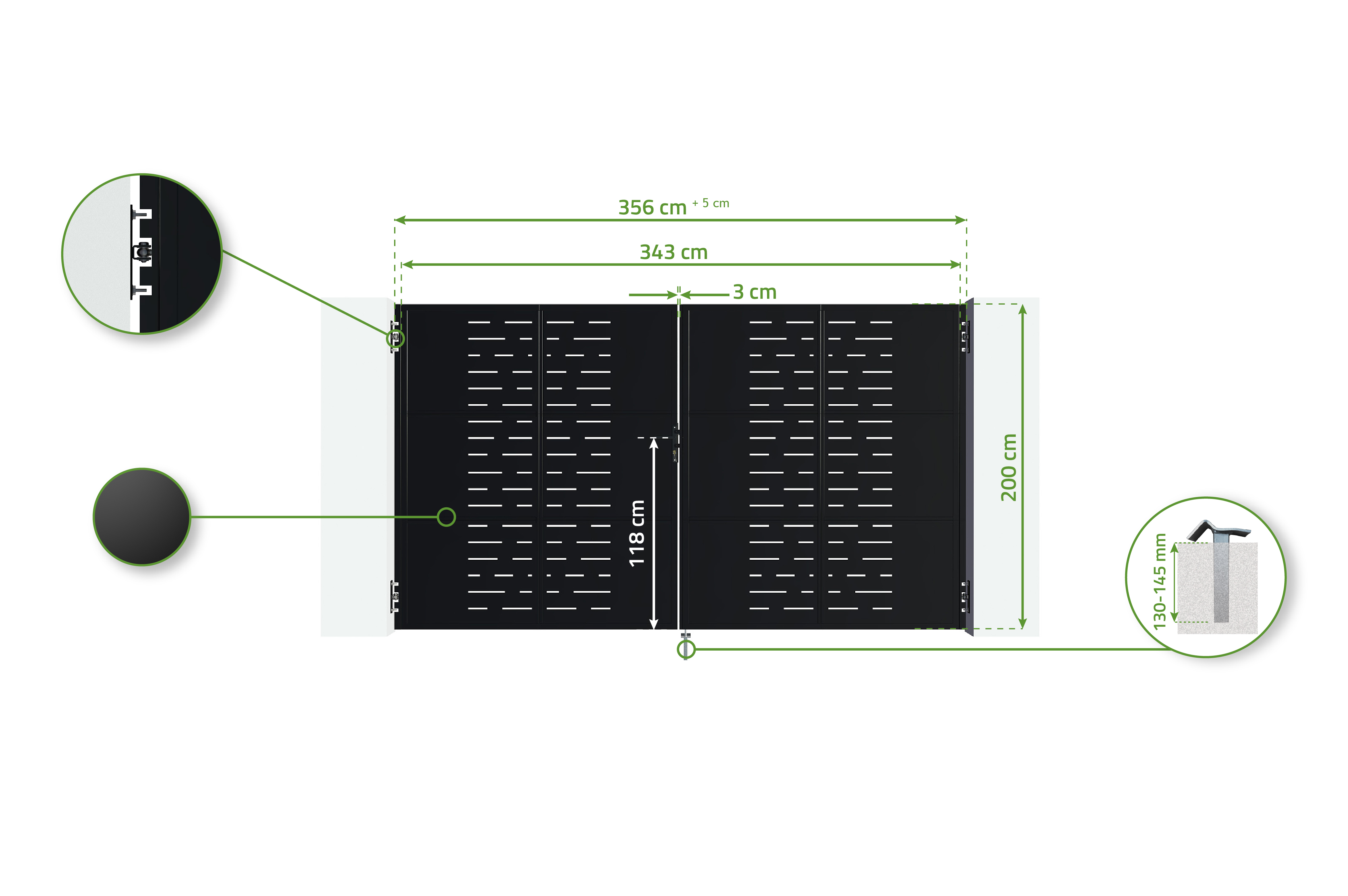 Puerta batiente de acero NALI ARLBERG H.200cm negro mate 3,5m 7