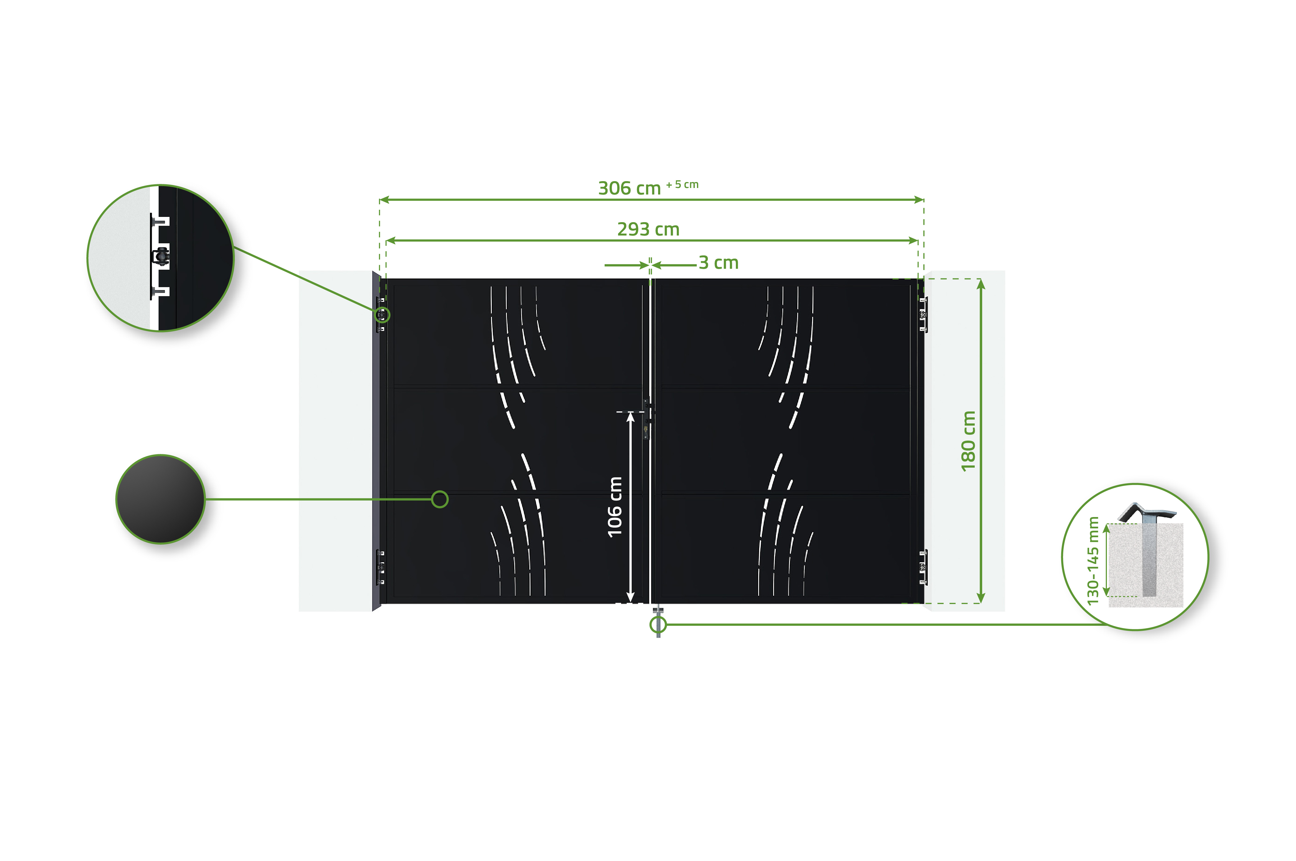 Portail fer NALI VELETA 300x180cm noir mat 7