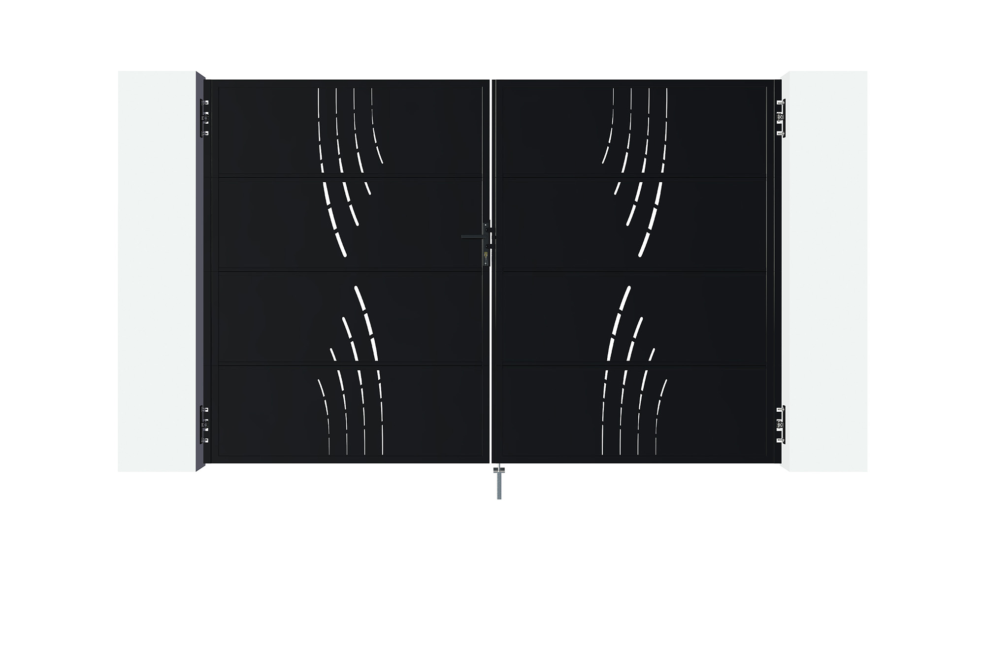 3m NALI VELETA H.200cm Stahl-Flügeltor + 2 Pfosten 2