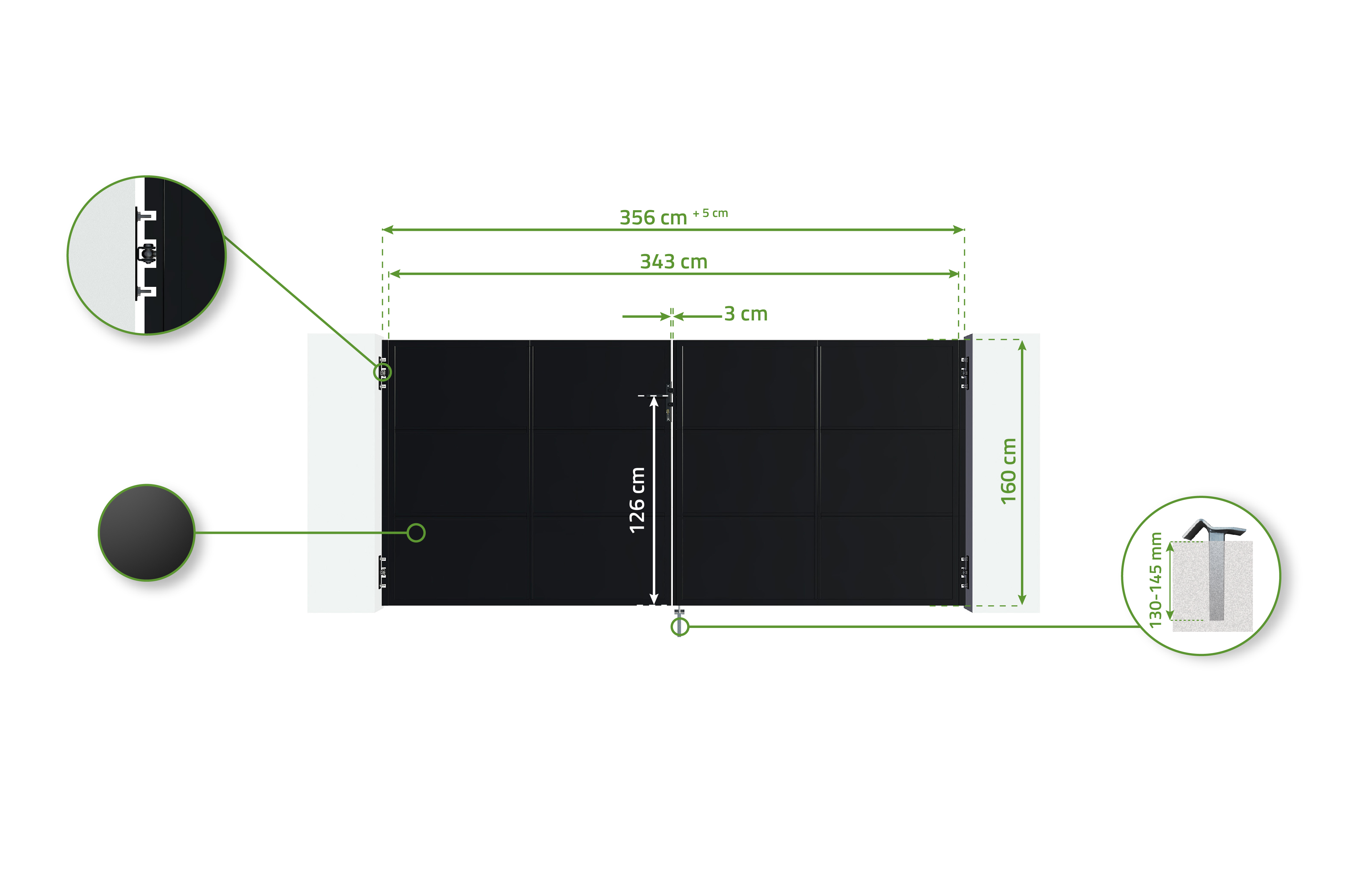 Portail fer NALI 350x160 cm noir mat 8