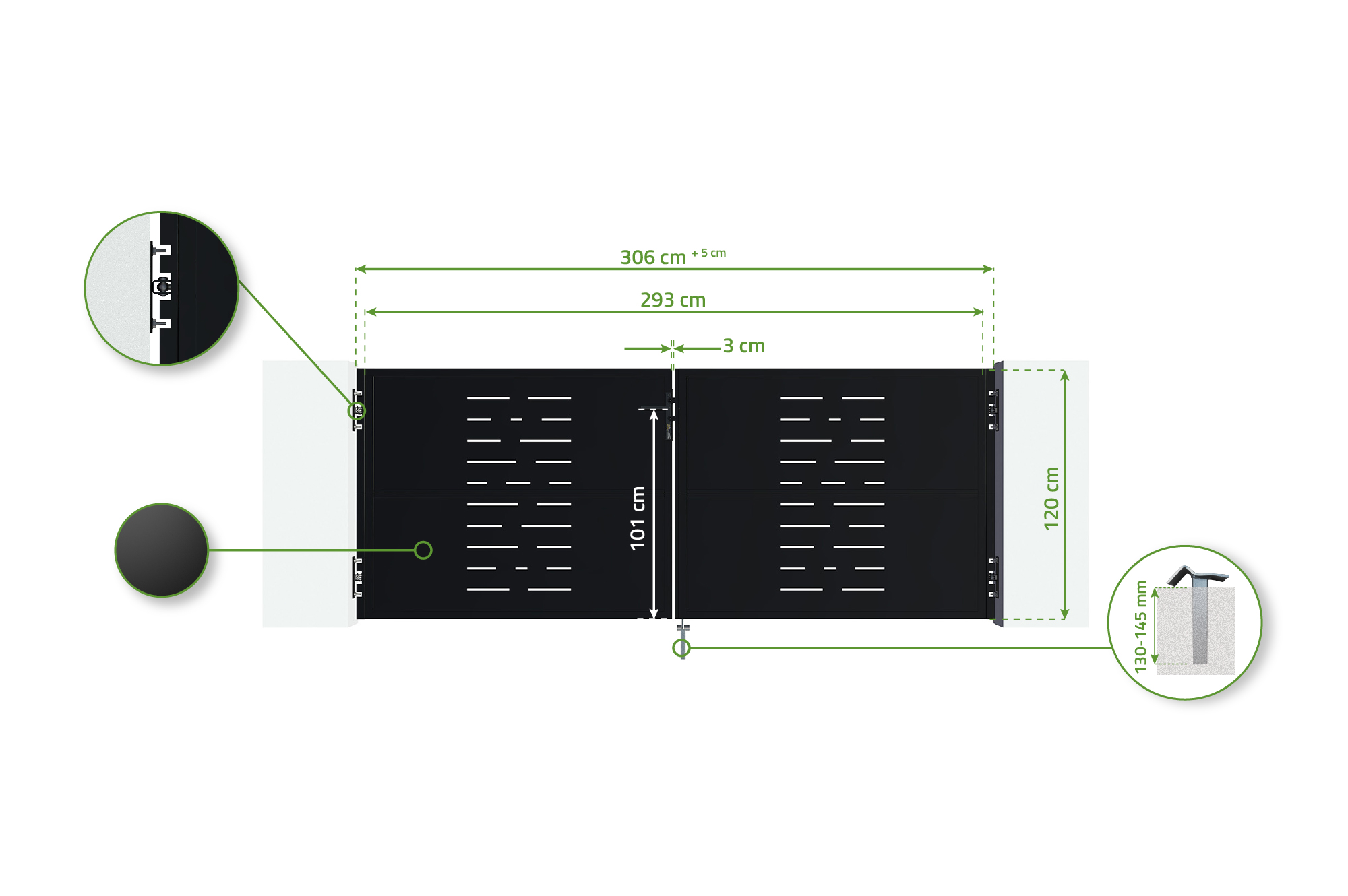 Portail fer NALI ARLBERG 300x120 cm noir mat 7