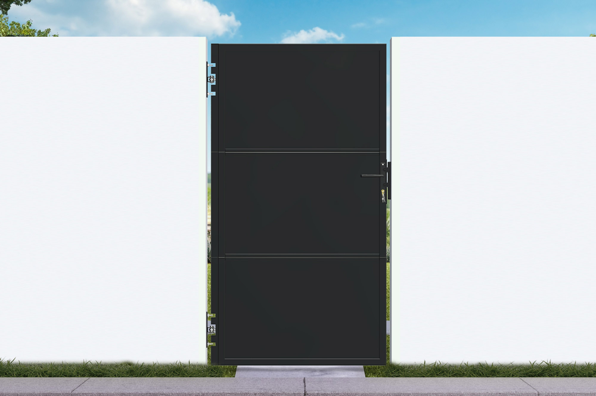 NALI 1m matte black steel gate H.180cm 1