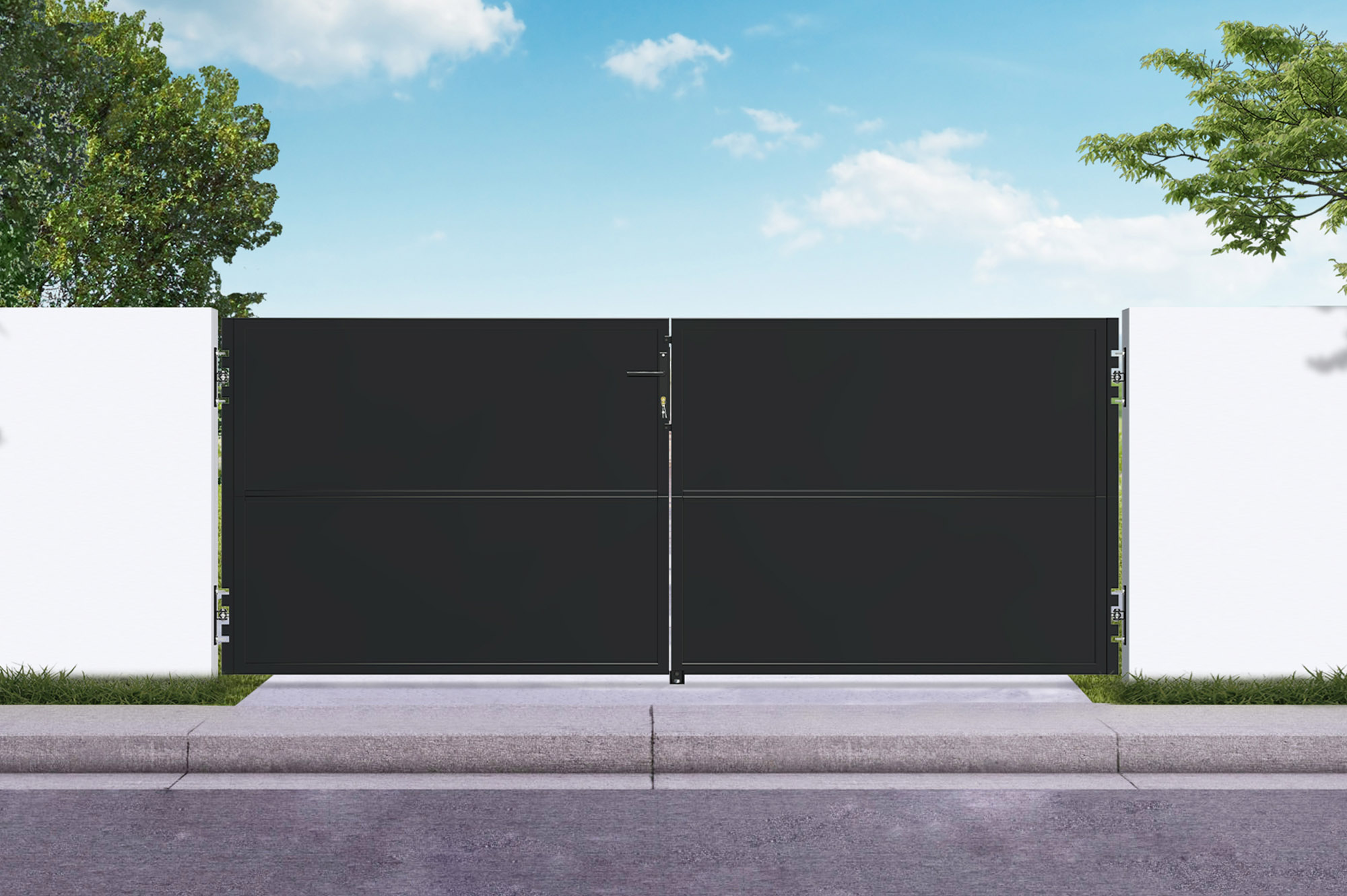 Portail acier noir mat 3m NALI H.120cm 1