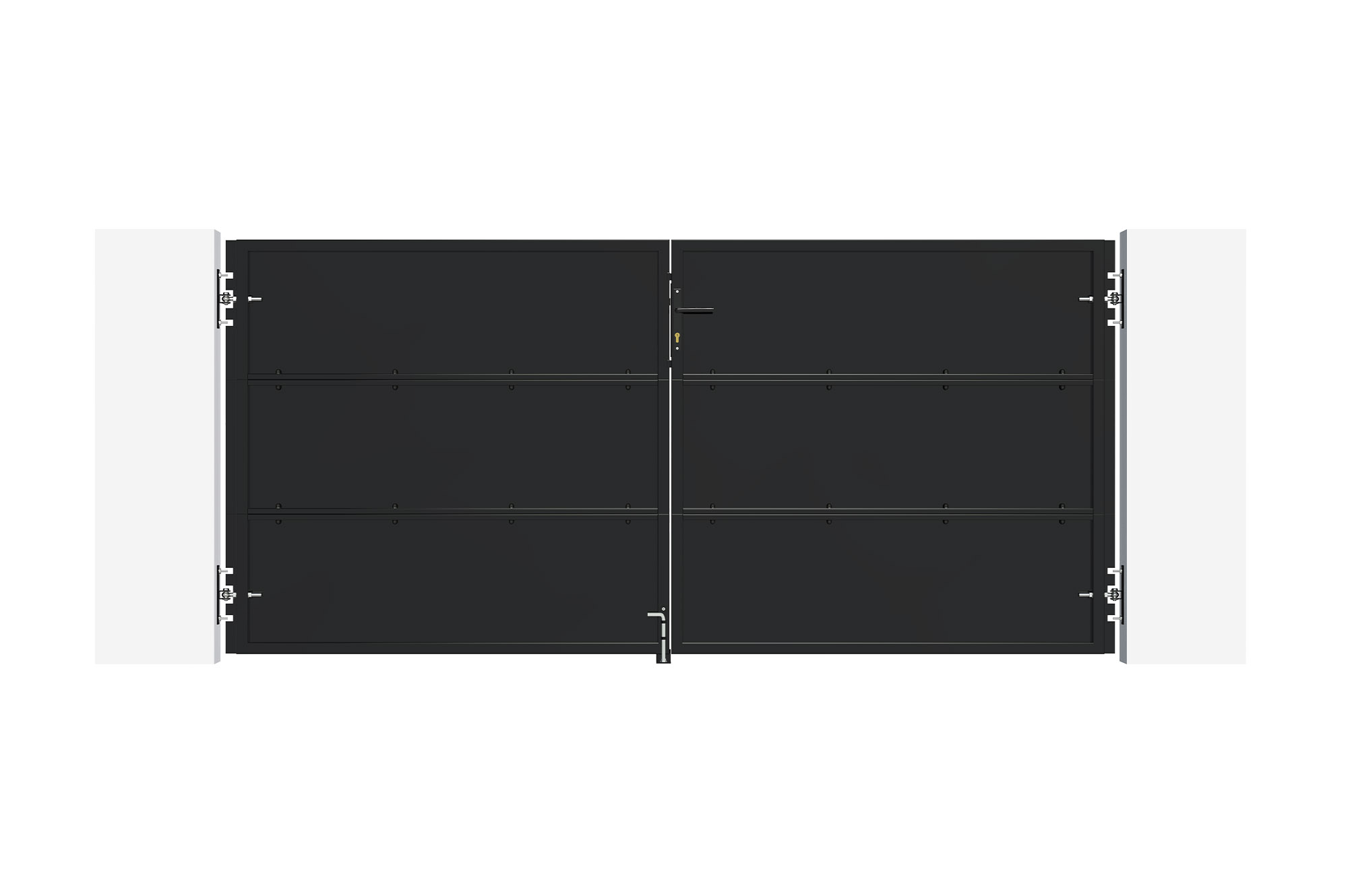 NALI 3 m matinės juodos spalvos plieniniai vartai, aukštis 140 cm 3