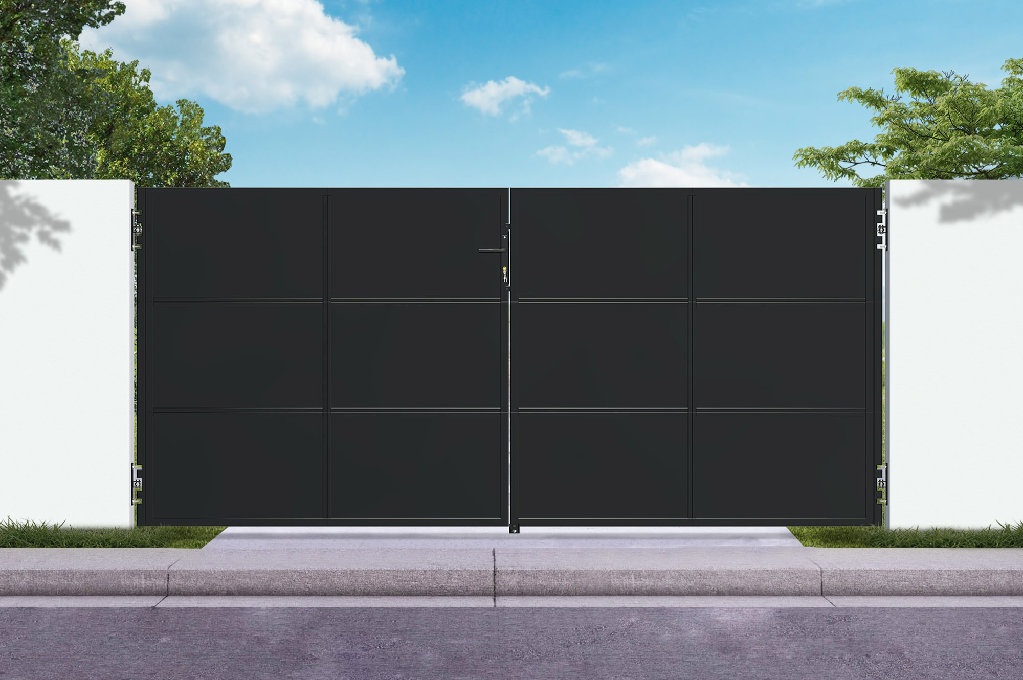 Portão de aço preto fosco NALI 3,5m H.160cm 1