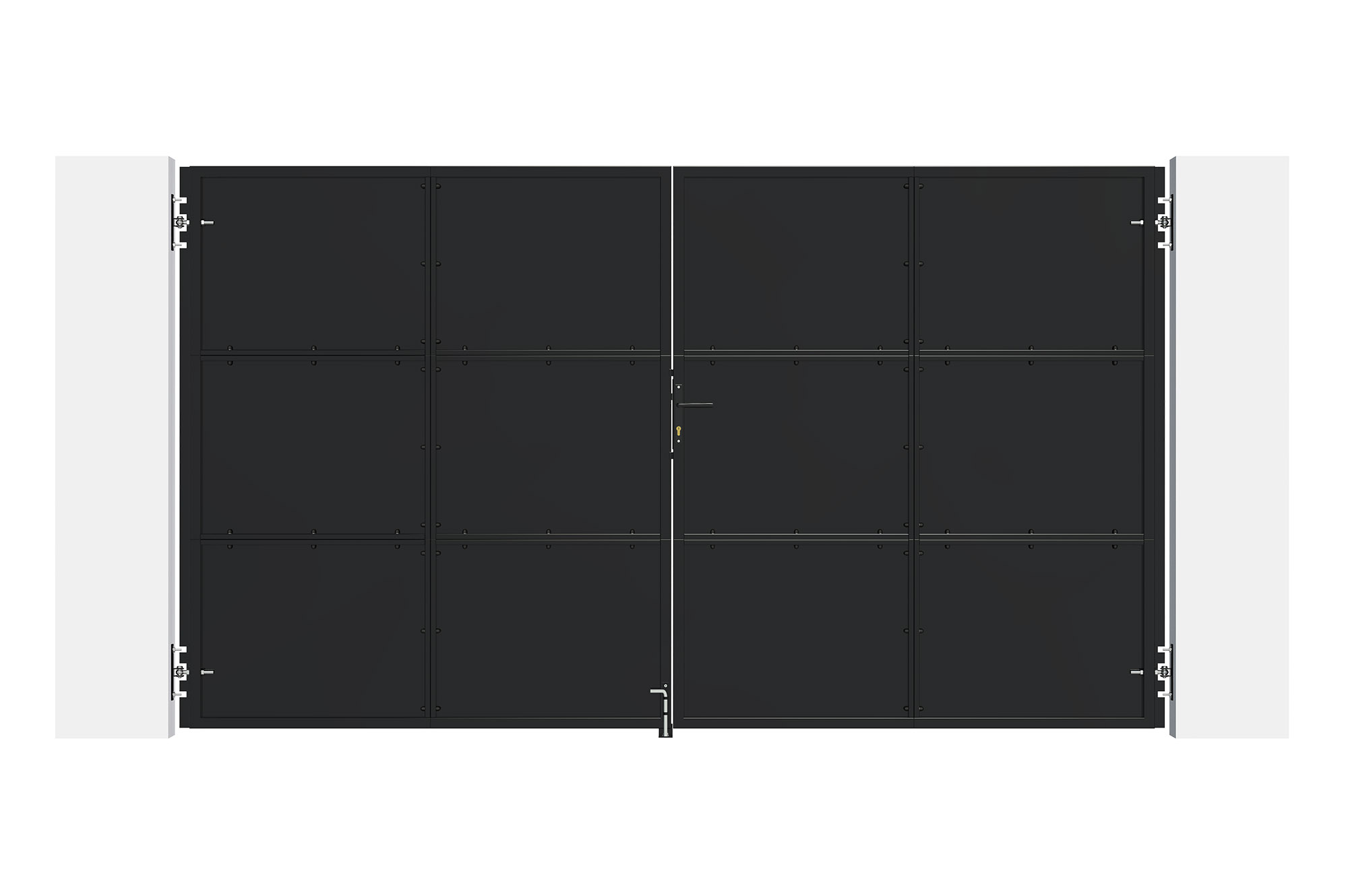 NALI 3,5 m matinės juodos spalvos plieniniai vartai, aukštis 200 cm 3