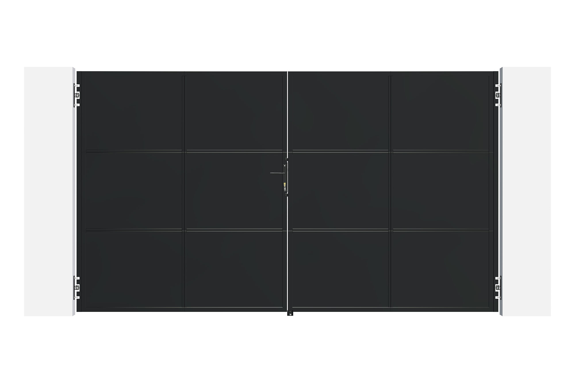 NALI 3,5 m matinės juodos spalvos plieniniai vartai, aukštis 200 cm 2