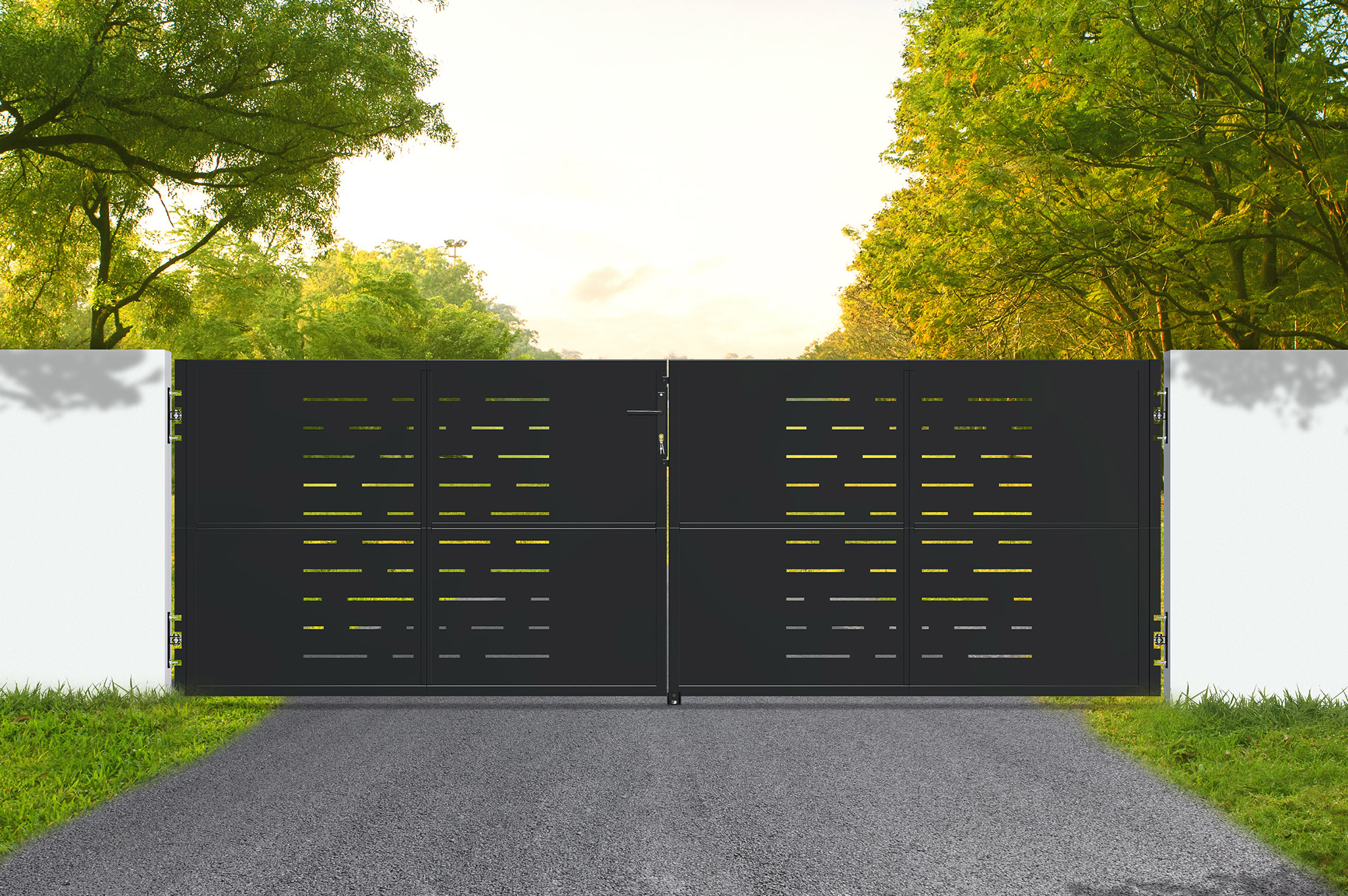 Matná černá ocelová brána 3,5 m NALI ARLBERG v. 120 cm 1