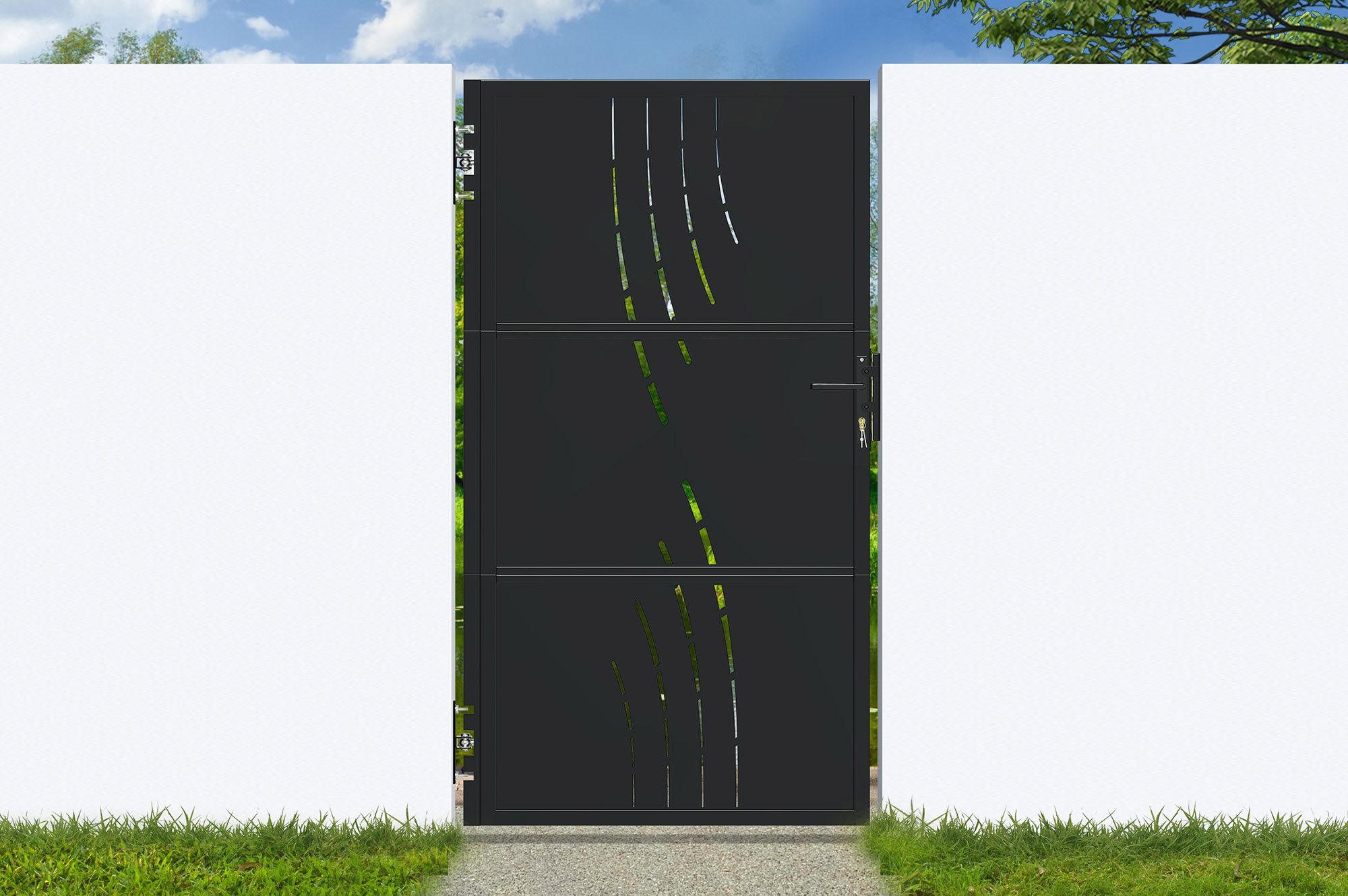 Matt fekete acél kapu 1m NALI VELETA M.180cm 1