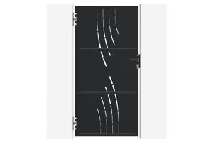Portail battant acier 3m NALI VELETA H.200cm noir + Portillon H.200cm noir 9